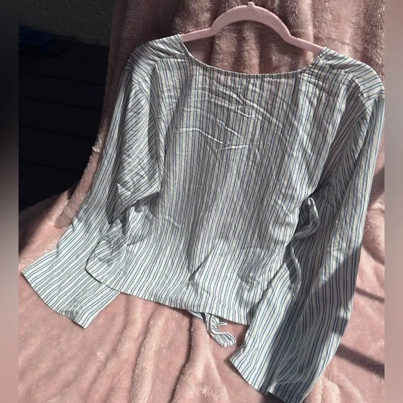 Michael Kors Button-Front Striped Tie Top (makeup mark • discounted!) - Picture 4 of 4